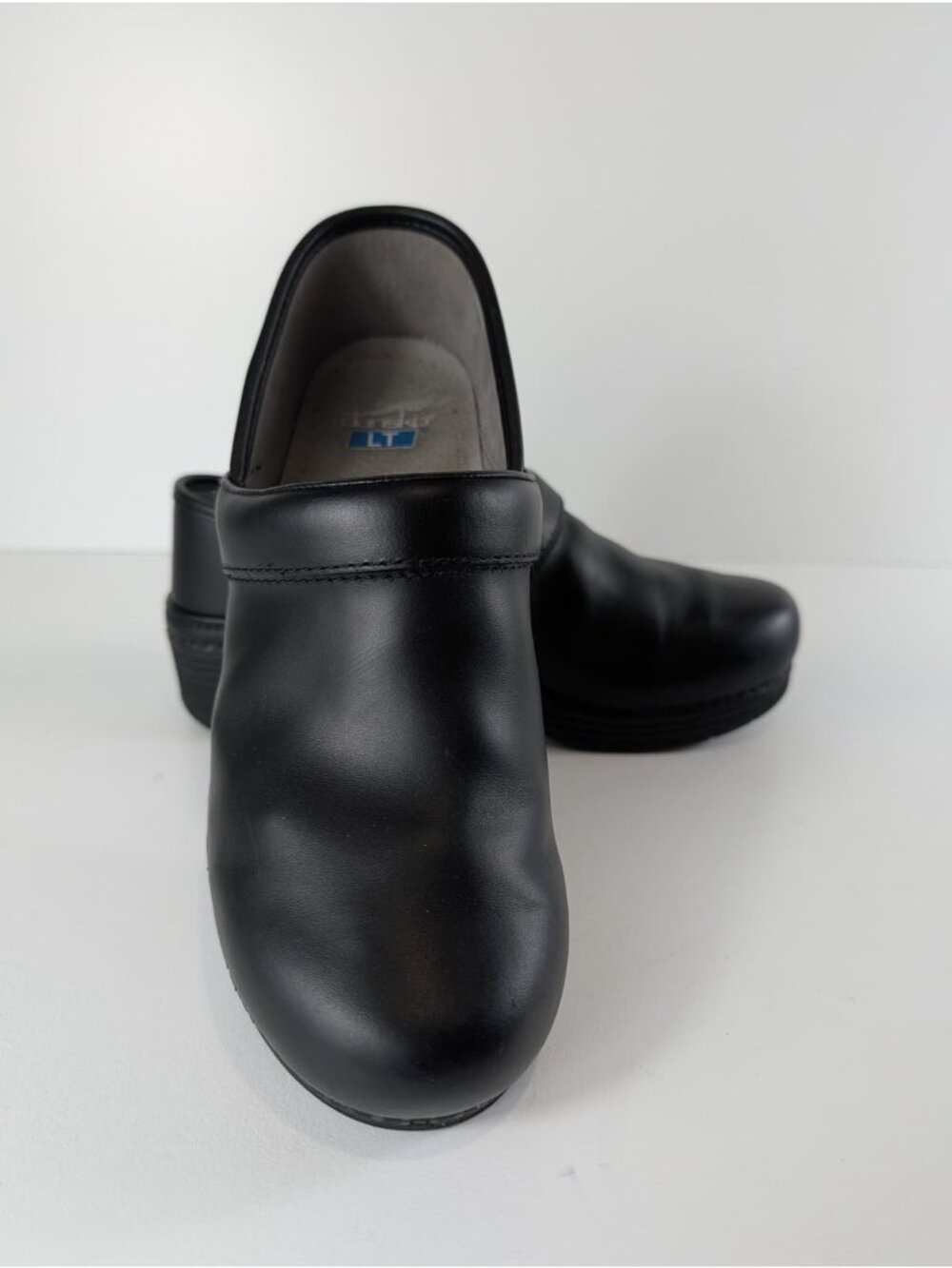 Dansko LT Black Leather Slip-On Clogs Women's Size EU 41 Comfort Work Shoes